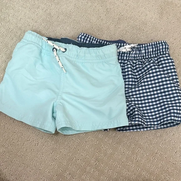 little planet by carter's Light Aqua & blue gingham boys Swim Shorts