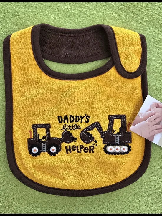 NWT Baby BOYS DADDY'S little HeLPeR BIB CARTERS TERRY -GOLD & BROWN TRACTORS (9)