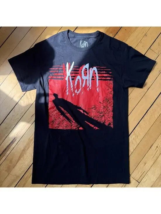 Korn Graphic Band Tee Black Red Size Small Y2K Nu Metal Shirt