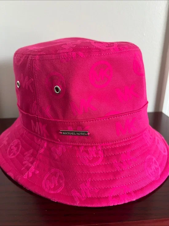 Michael Kors Hot Pink MK Logo Bucket Hat