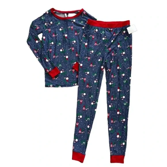Jaclyn Kids Blue Christmas Pajama Set XL