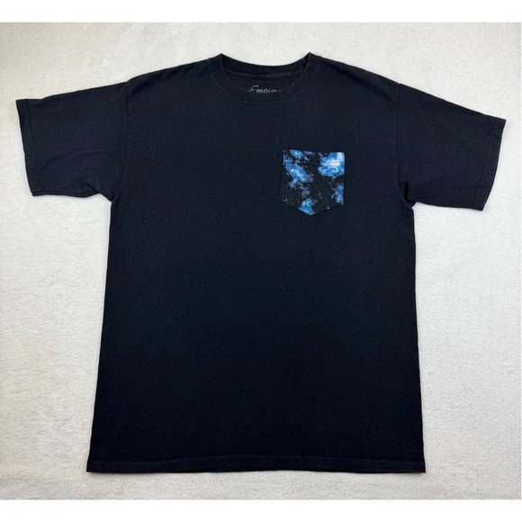 Empyre Worldwide Mens Large Black Pocket T-Shirt Galaxy Space Print Cotton‎ Tee