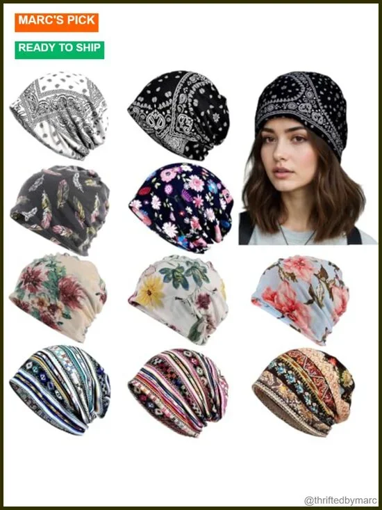 Unisex Beanie Hats Slouchy Skull Caps Lightweight Soft Pack of 10