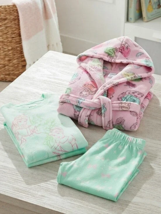 Disney Princess Plush Hooded Robe And 2 Pc Set