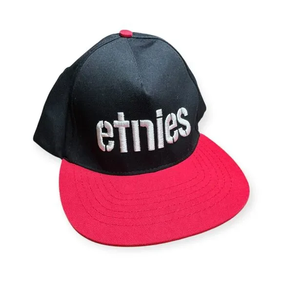 Etnies Corp Black Red Snapback Adjustable Skate Hat Retro Y2K‎