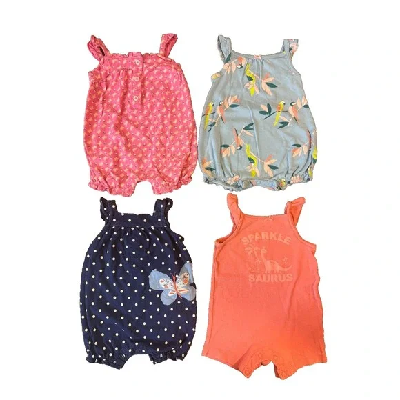 Carters Baby Girl Clothes Lot 3 Months Rompers Outfits‎ Summer Shorts One Pieces