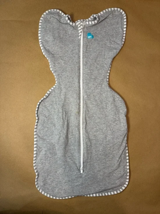 Love to dream gray with stripe trim Baby Sleep Sack with dual Zipper