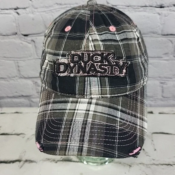 Duck Dynasty Hat Ladies Fit One Size Plaid Distressed Adjustable Ball‎ Cap
