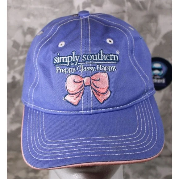 Simply Southern Purple Pink Bow Hat Cap Strap Back Adjustable Preppy Classy Happ