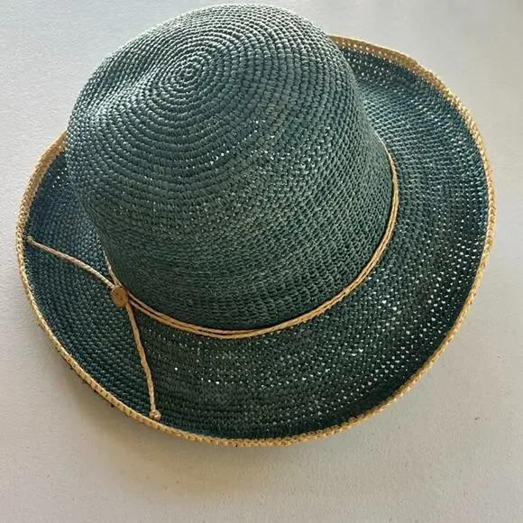 Sunwear Straw Sun Hat Fishing Outdoor Natural Fibers One Size Aqua Blue