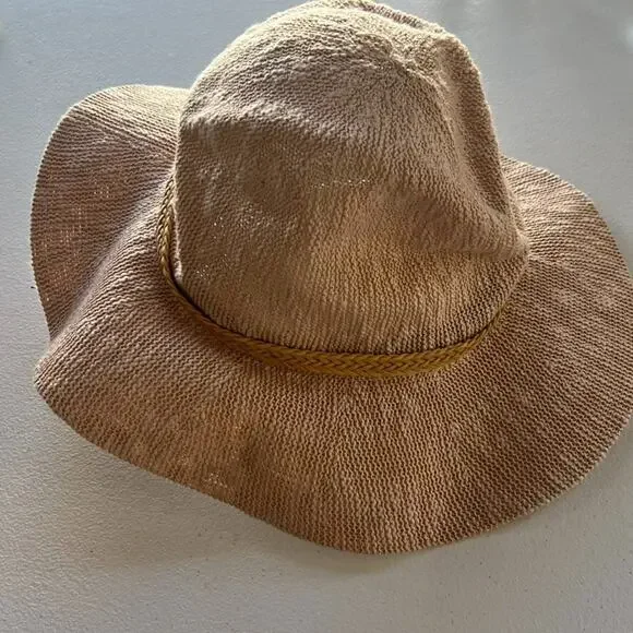 Macchia di Ruggine Sun Hat Tan Pink Large Panama Braid Band Adjustable