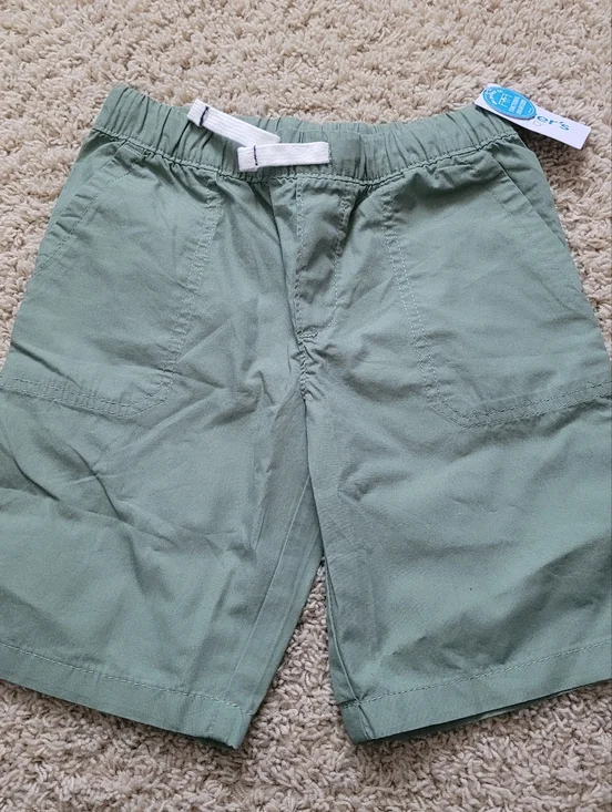 NWT Carter's Boys 6 Pull On Cotton Drawstring Shorts Dusty Green
