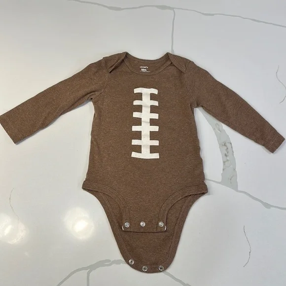 Carters football long sleeve t-shirt body suit light brown size 24 months 🤎🤍