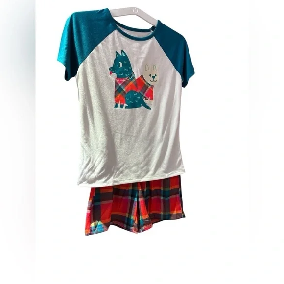 Cat & Jack Kids Pajama Set with Dog Print - Teal and Multicolor
