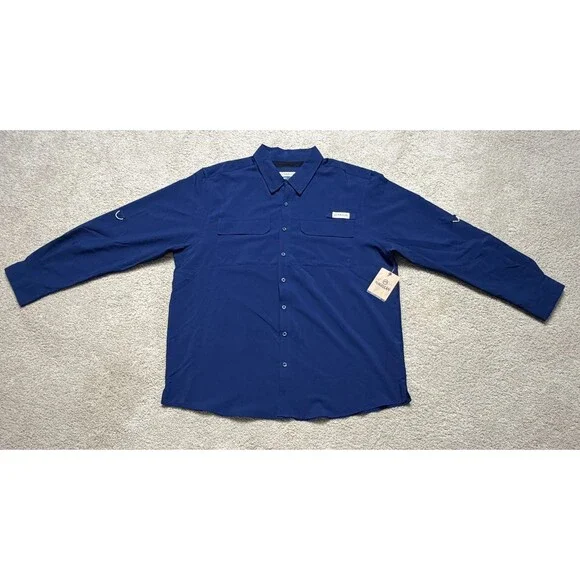Magellan Outdoor Barton Creek LS Shirt 2XL Moisture Wicking Medieval Blue