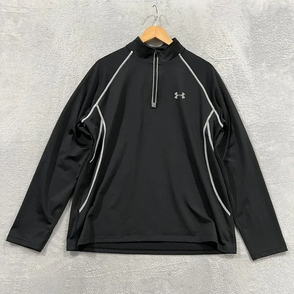 Under Armour Black Sweatshirt‎ Mens Large Long Sleeve Athletic Quarter Zip