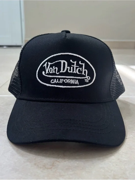 Von Dutch style Black Trucker Cap with White Logo