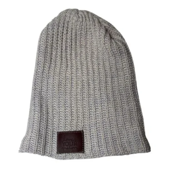 Love Your Melon Knitted Light Purple and Cream Beanie Hat.