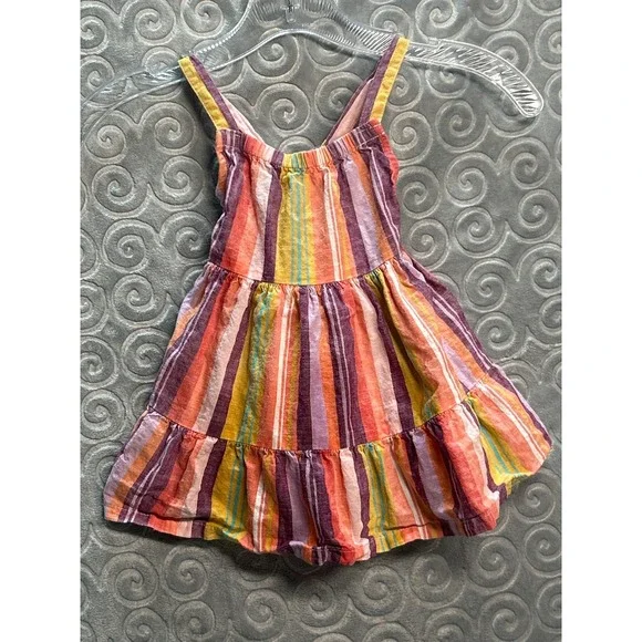 Carters 12M Colorful Striped Dress‎ Tiered Sleeveless Baby Girl Toddler Summer