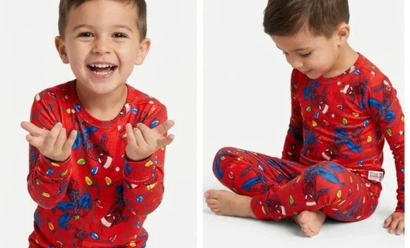 Marvel Spider-Man Christmas Pajamas Toddler Boys 2T NWT Viscose Soft PJ Set Red