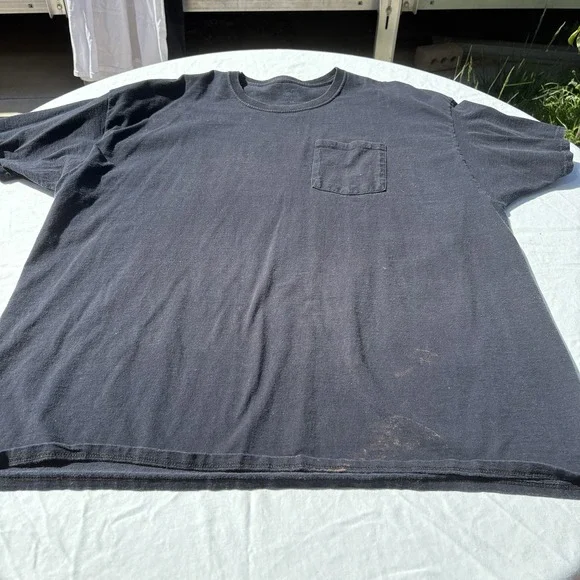 Fruit of the‎ Loom Men's Pocket T-Shirt 3X Cotton Black Bleach Damaged On Front