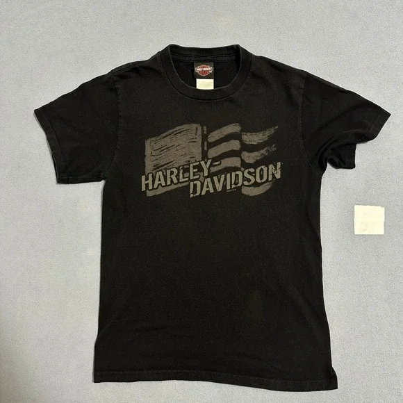 Harley-Davidson Graphic T-Shirt N. Canton Ohio Flag Mens Black Size Small‎
