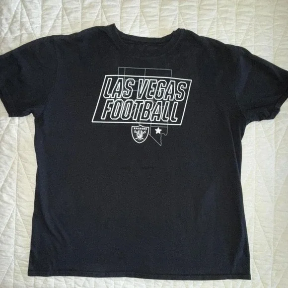 NFL Team Apparel‎ Las Vegas Raiders T-Shirt Mens L Black Excellent Graphic Tee