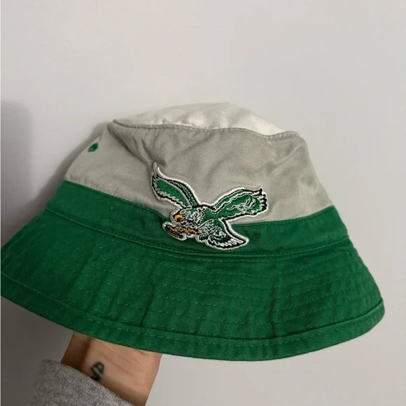 Mitchell & Ness Philadelphia Eagles Bucket Hat Throwback Hat Retro Gray Green