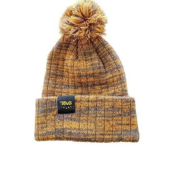 Teva Unisex Adult Knit Pom Winter Hat Cap Beanie‎ One Size Warm Orange Gray