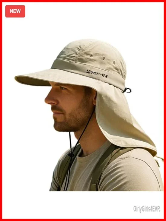 UPF 50+ Cooling Sun Hat with Neck Flap for Hiking Fishing