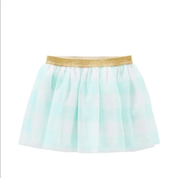 Carter's NWT gingham tutu skirt mint green girls 4T