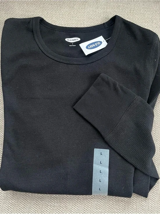 Old Navy Black Waffle Knit long sleeve top