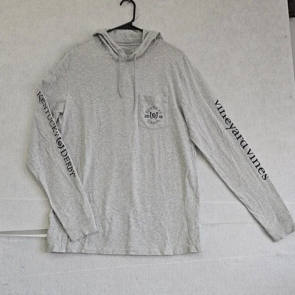Vineyard Vines Kentucky Derby 144th 2018 Hoodie Shirt Gray Mens Medium B448