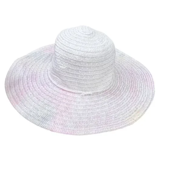 Womens Floppy Sun Hat Wide Brim White Pastel Colors Beach Vacation‎ Pool Travel