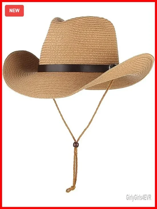 Straw Cowboy Hat Wide Brim Sun Hat UPF50 Packable Panama Western Fedora