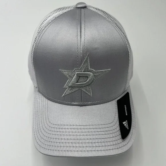 Adidas NHL Womens Dallas Stars Trucker‎ Hat Silver Mesh Snapback Cap
