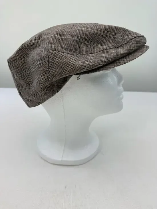Mallory by Stetson Vintage Women’s Newsboy Hat Gray Pink Glen Plaid Union Made