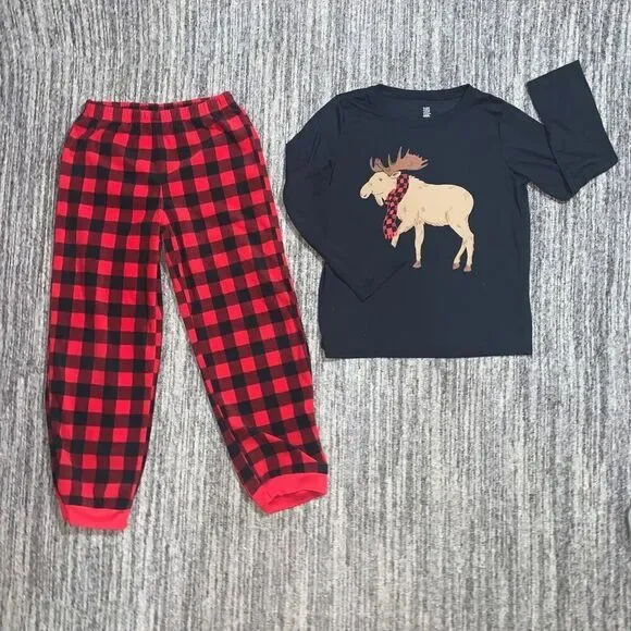 Just One You by Carters Boys Size 10 Lounge Pajama Set Pants Shirt Buffalo Plaid