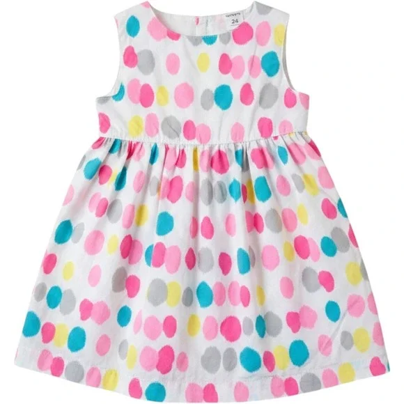 Carters Toddler Girls Polka Dot Sleeveless Dress Multi Color Size‎ 24 Months