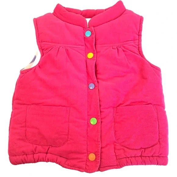 Carters Corduroy‎ Vest 2T Pink Polka Dot Snaps