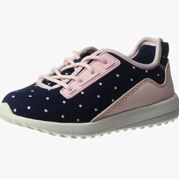 Carter's Girl's Paow Navy Pink Polkadot Athletic Lace Up Sneaker Sneaker Size‎ 7
