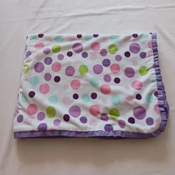 CARTER'S COZY SECURITY BABY BLANKET LOVEY POLKA DOT‎ PURPLE PINK 30 x 40