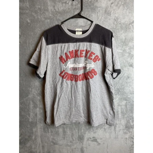 American Eagle Longboards Mens L Grey Cotton T-Shirt
