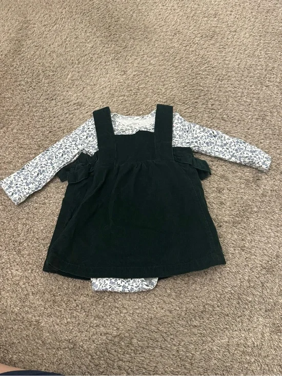 Carter's Just One You Baby Girls' 2pc Floral Overall Corduroy Dress Green Sz 9M