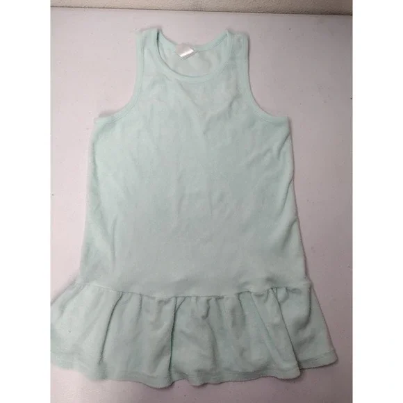 Carters Girls Mint Green Terry Cloth Ruffle Drop Waist Tank Dress Size 7