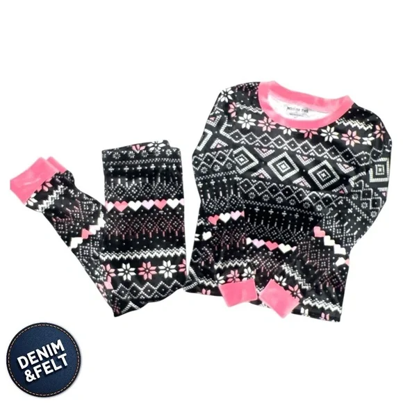 Penelope‎ Mack Little Girls Pink/Black/White Cozy Pajama 2 Piece Set | NEW/NWT