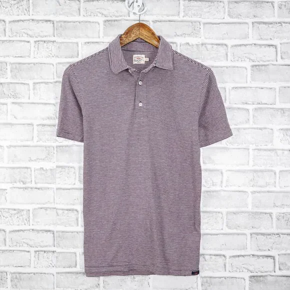 FAHERTY XS Polo Shirt Purple Blue Striped Short Sleeve