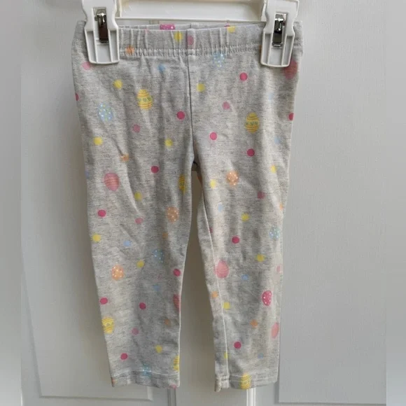 NWOT Carter's 3T Girls Gray Polka Dot Easter Egg Stretchy Leggings Pants