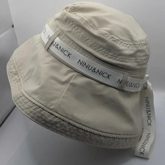 NINU‎ & NICK Cream Bucket Hat Women's Size S Wide Brim Ribbon Sun Hat