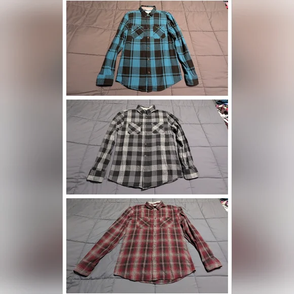 🔥🔥 Bundle Alert 3 URBAN PIPELINE Men's Sz Sm button down Plaid Flannel Shirts